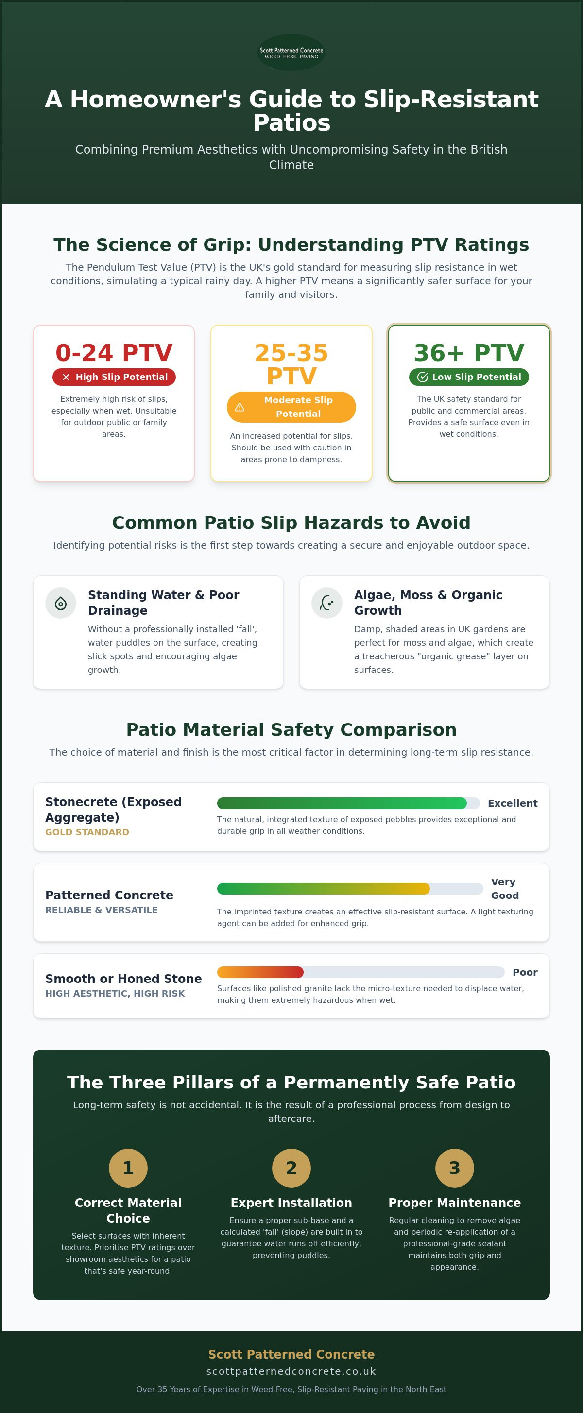Slip resistant patio surfaces