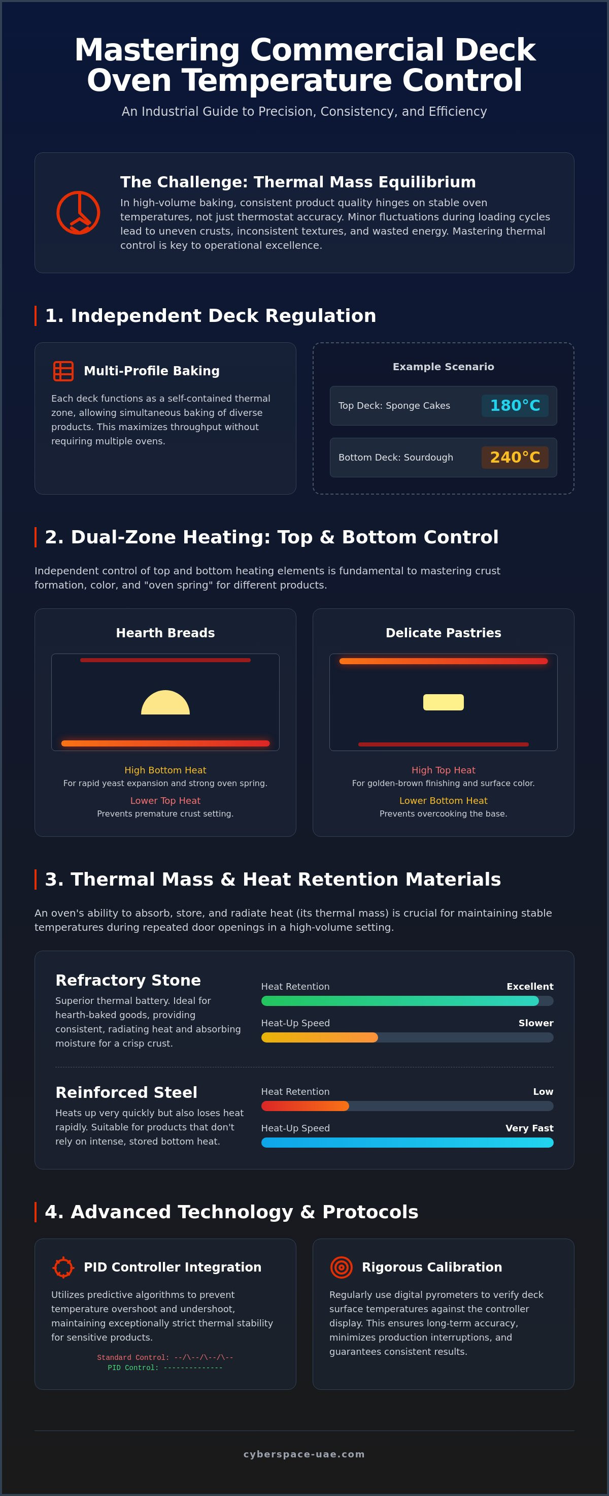 Commercial deck oven temperature control