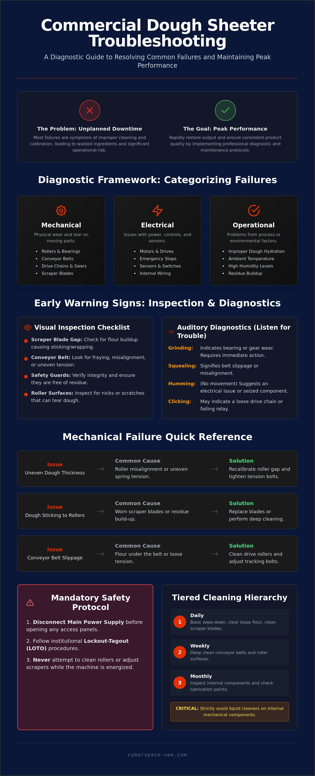 Commercial dough sheeter troubleshooting