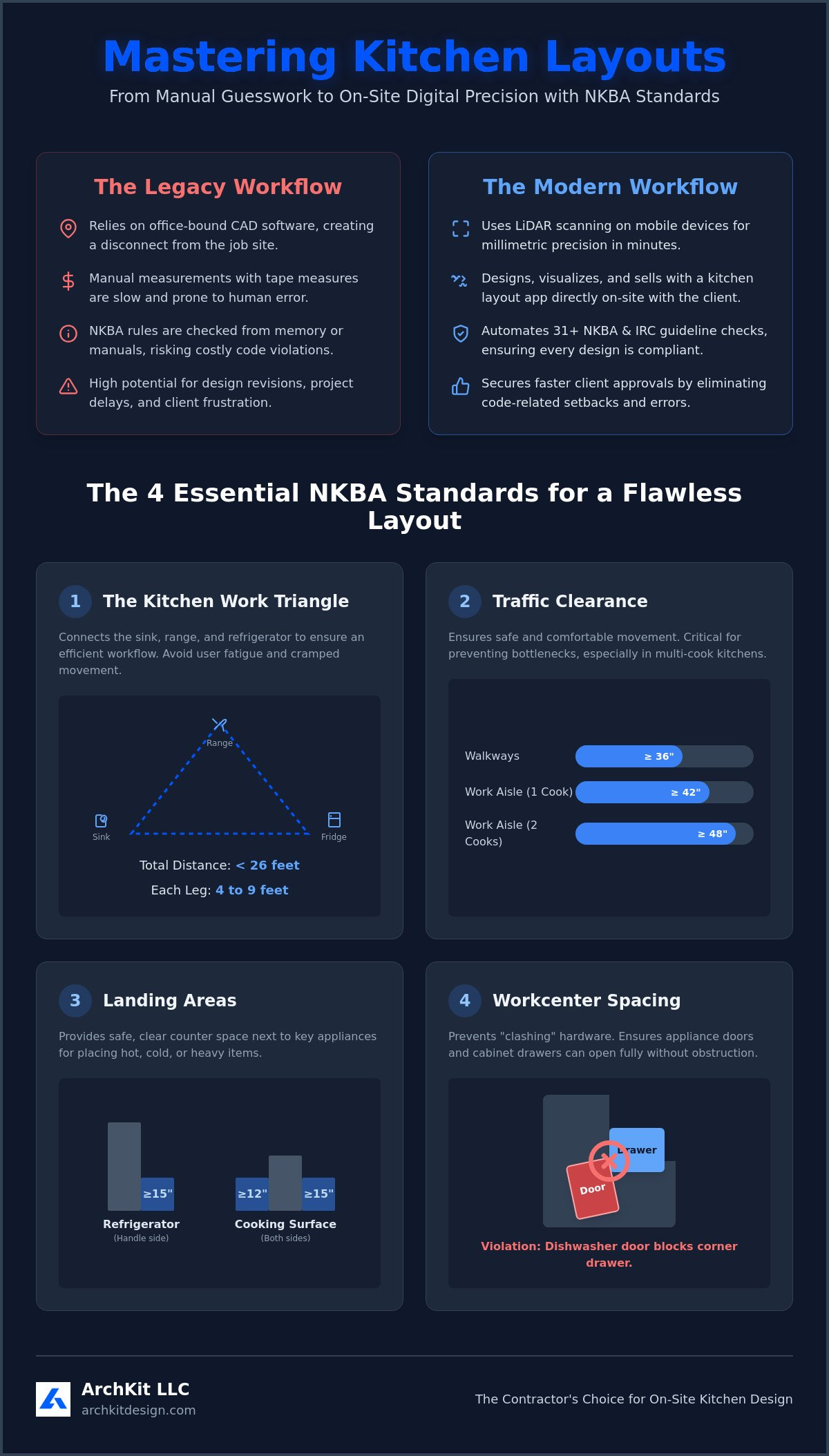 Kitchen layout app with NKBA guidelines