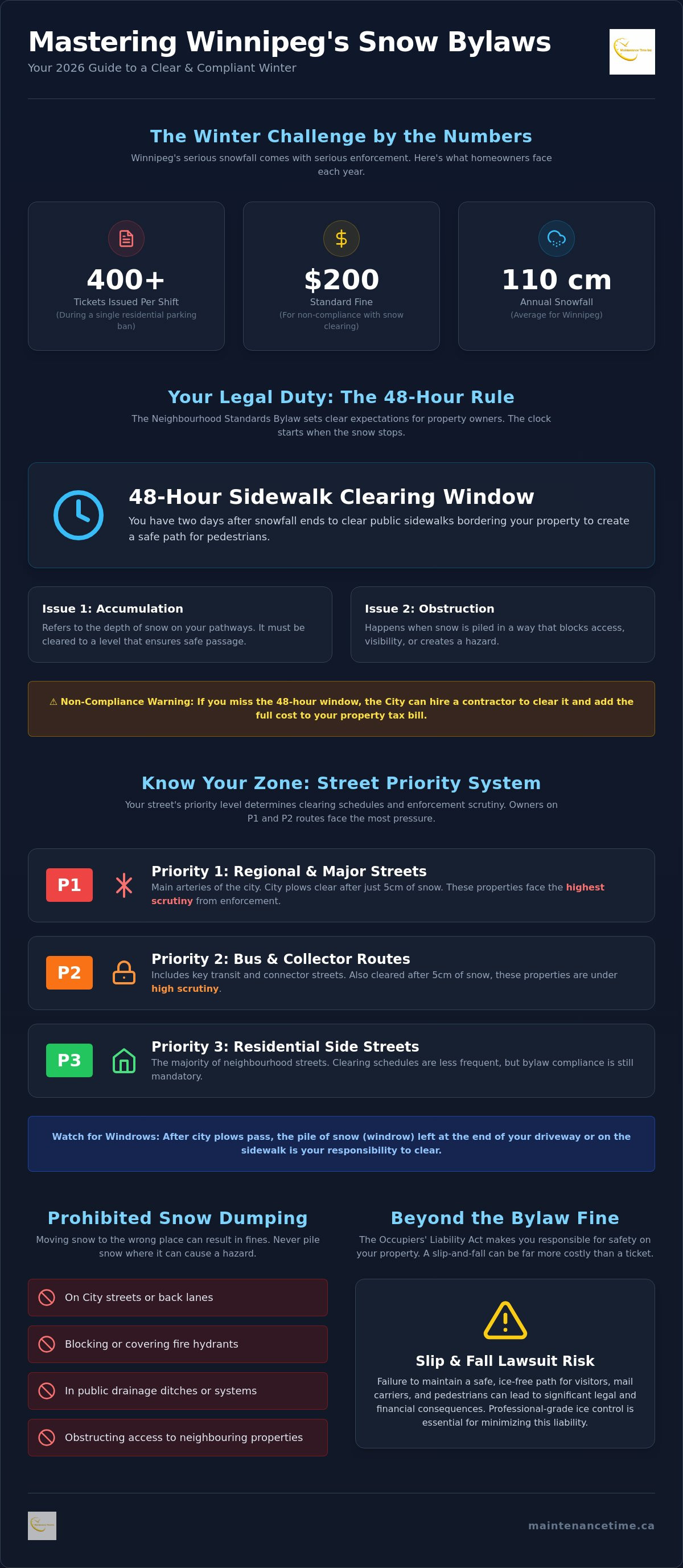 Winnipeg snow clearing bylaw compliance