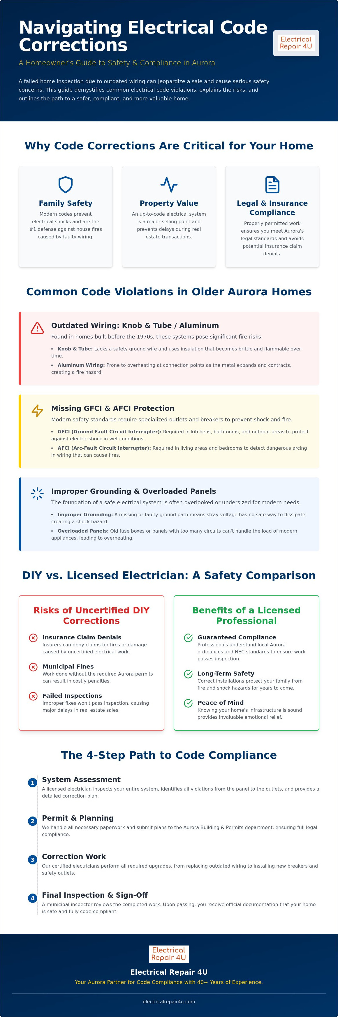 Electrical code corrections electrician Aurora