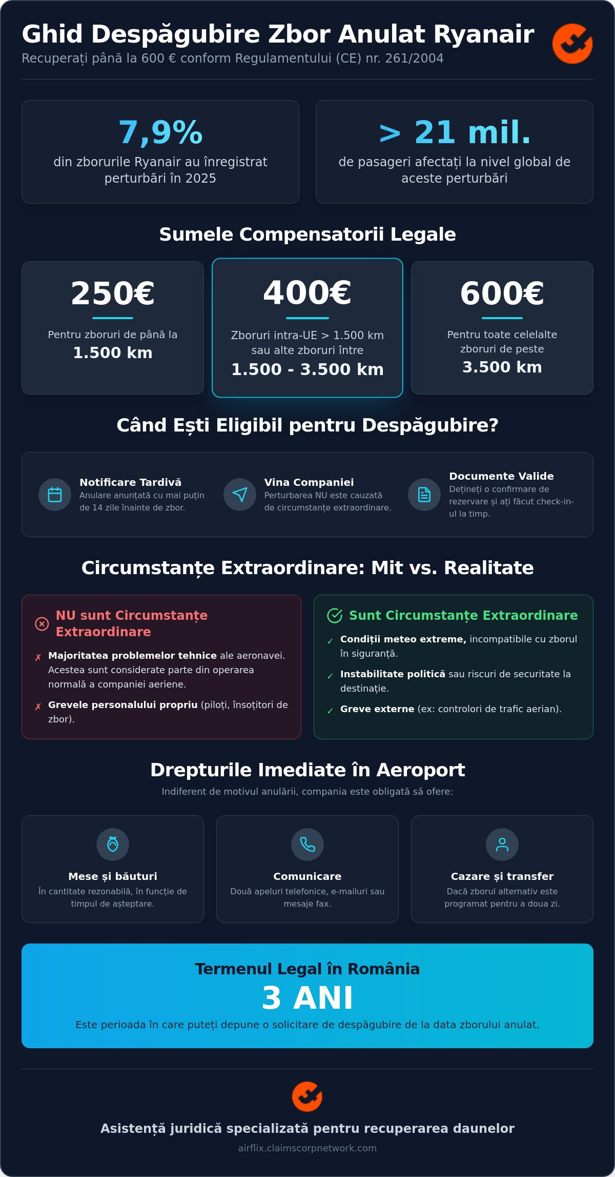 Despăgubire zbor anulat Ryanair
