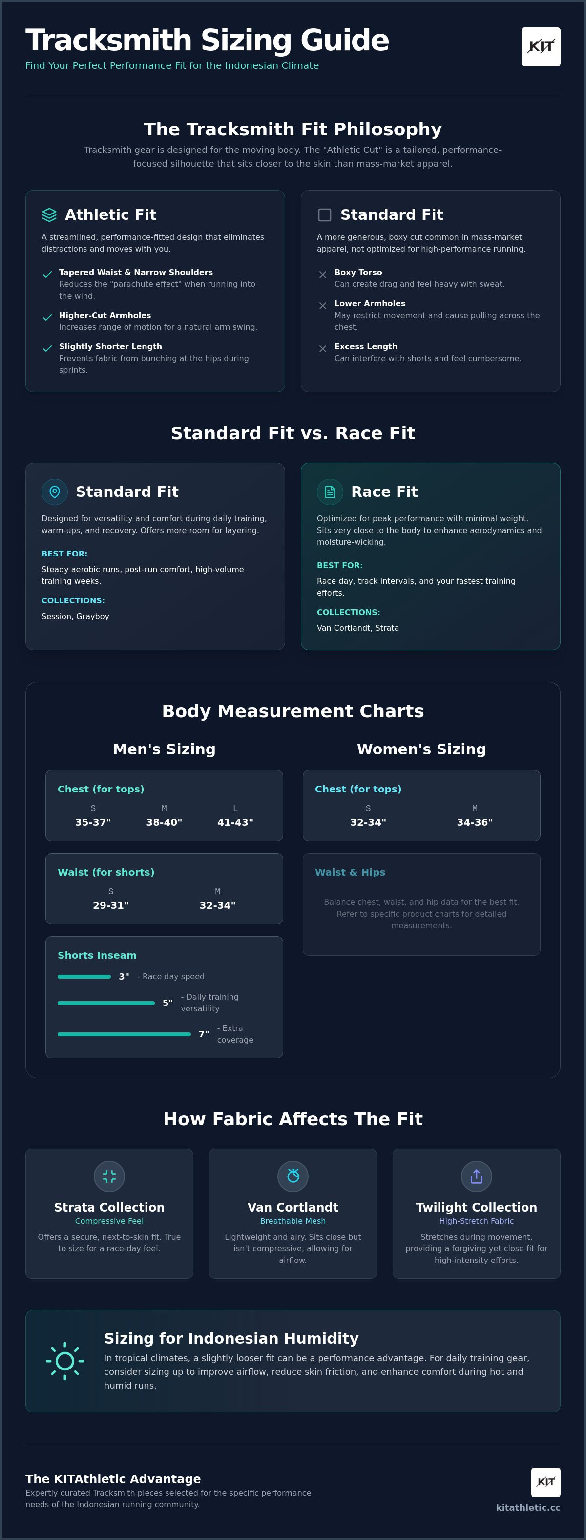 Tracksmith sizing guide