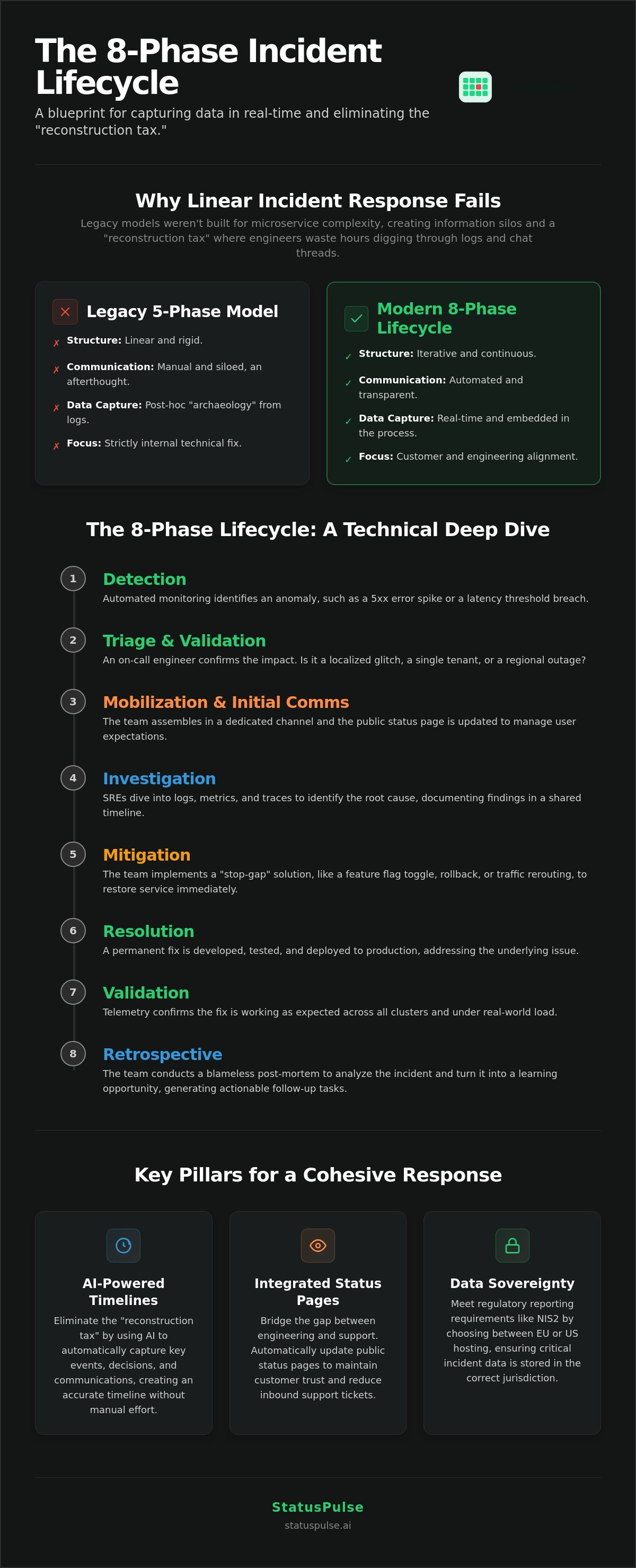From Alert to Post-Mortem: An 8-Phase Incident Lifecycle That Doesn't Lose the Thread