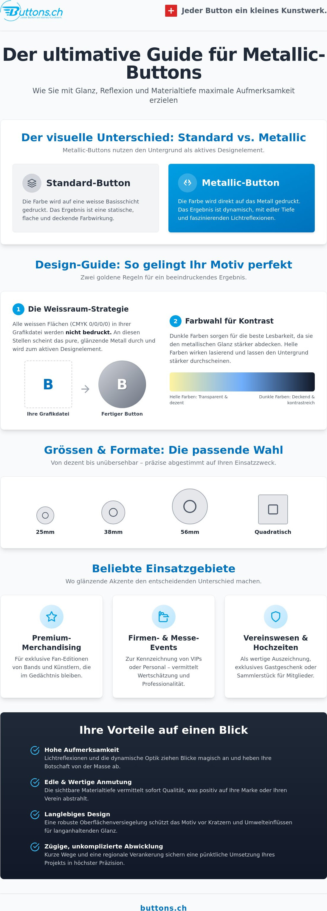 Metallic Buttons bestellen Schweiz
