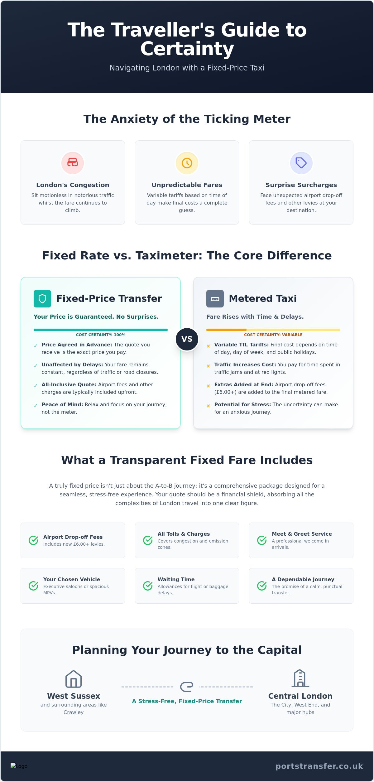 Fixed price taxi to london