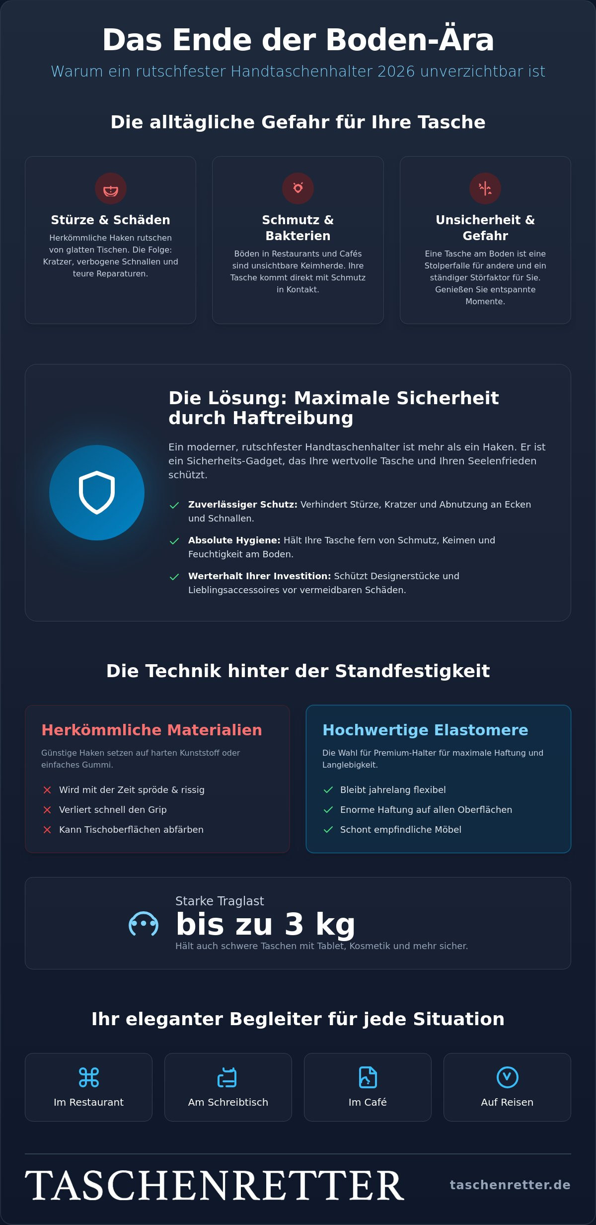 Handtaschenhalter rutschfest