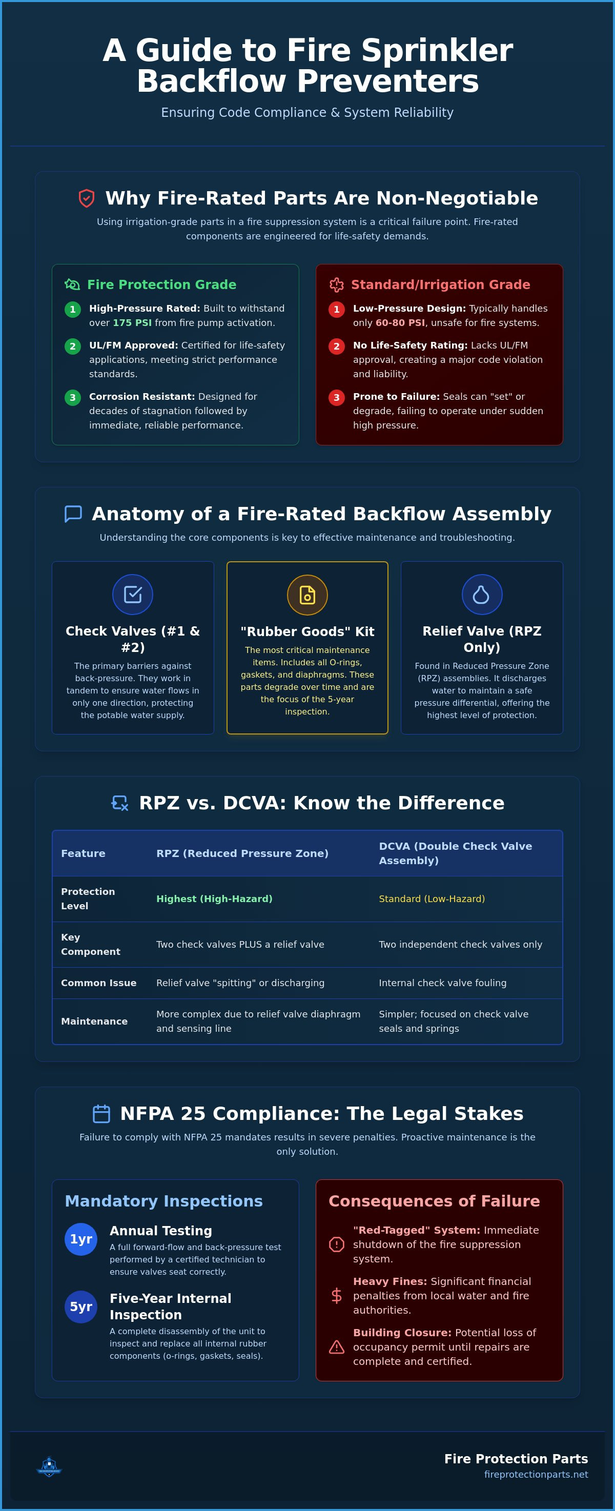 Fire sprinkler backflow preventer parts