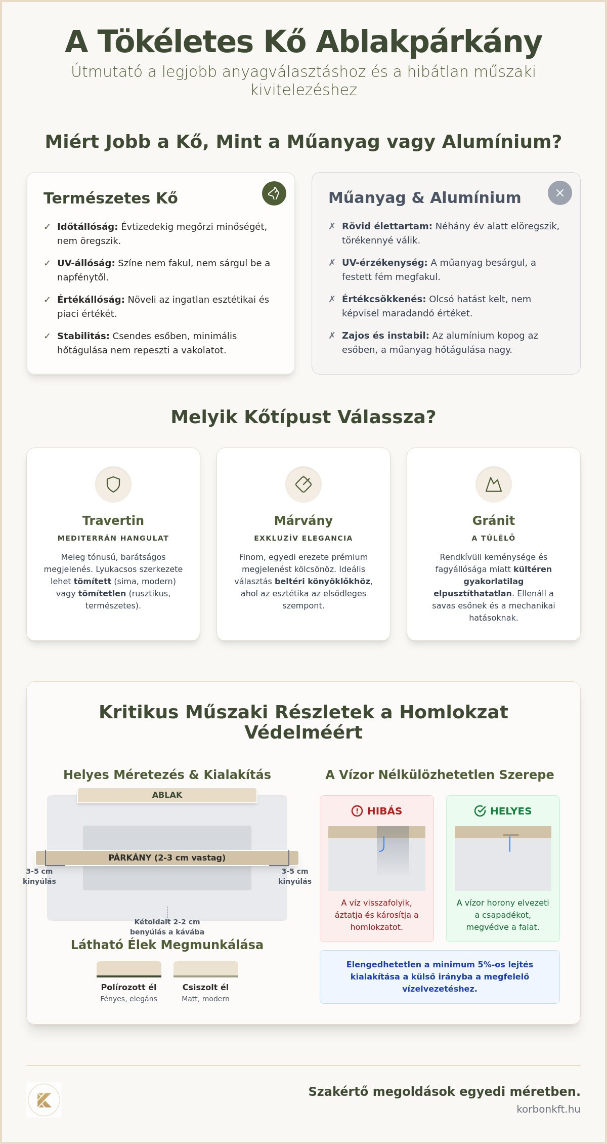 Természetes kő ablakpárkány