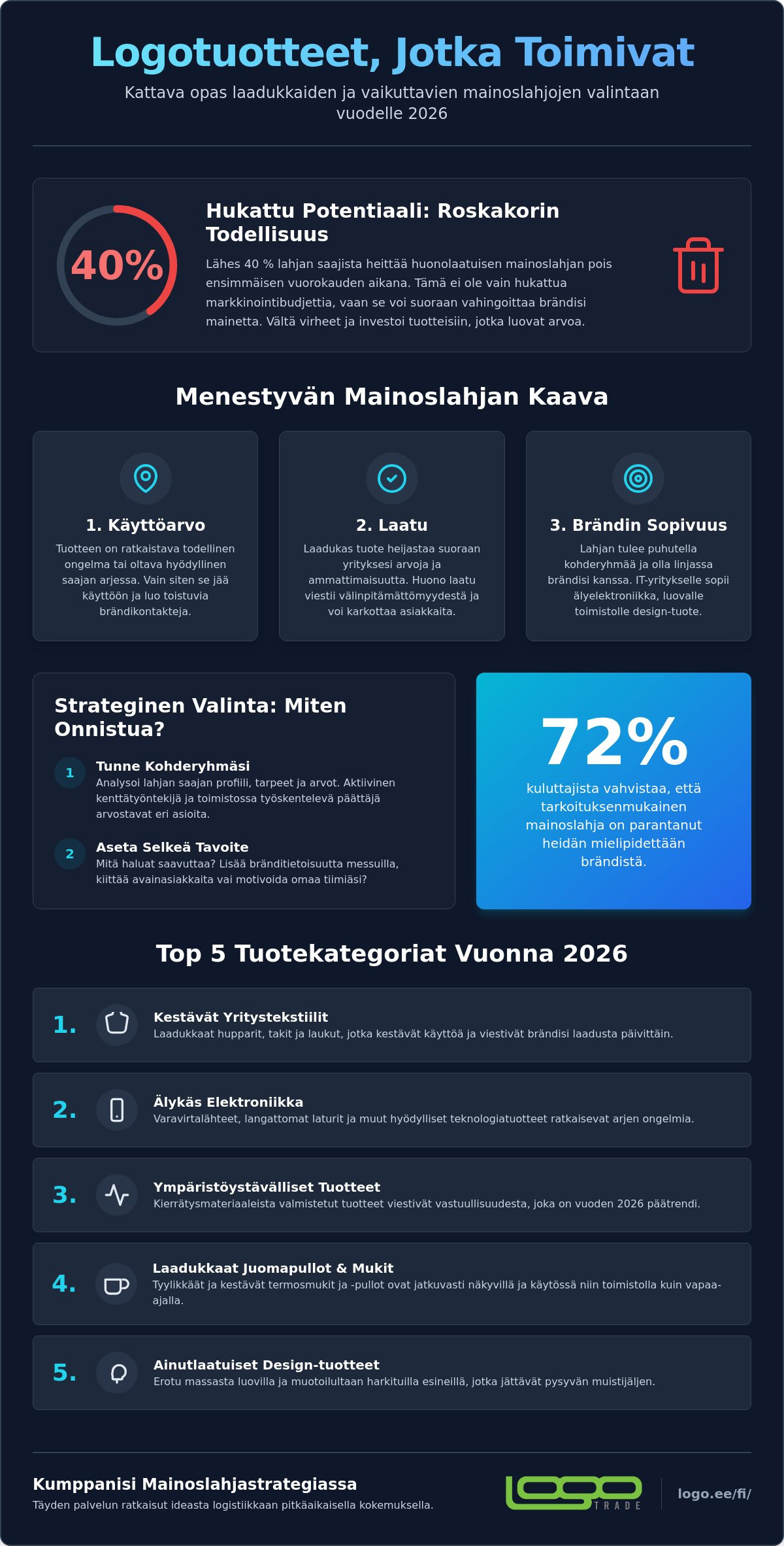 Logotuotteet, jotka toimivat