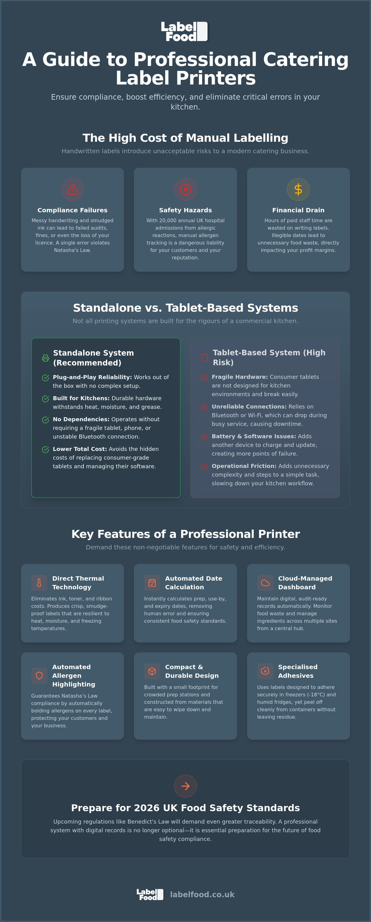 Label printer for catering businesses