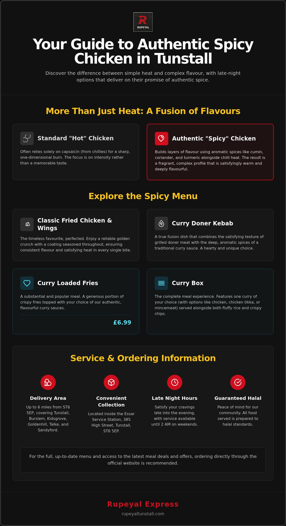 Spicy chicken takeaway Tunstall