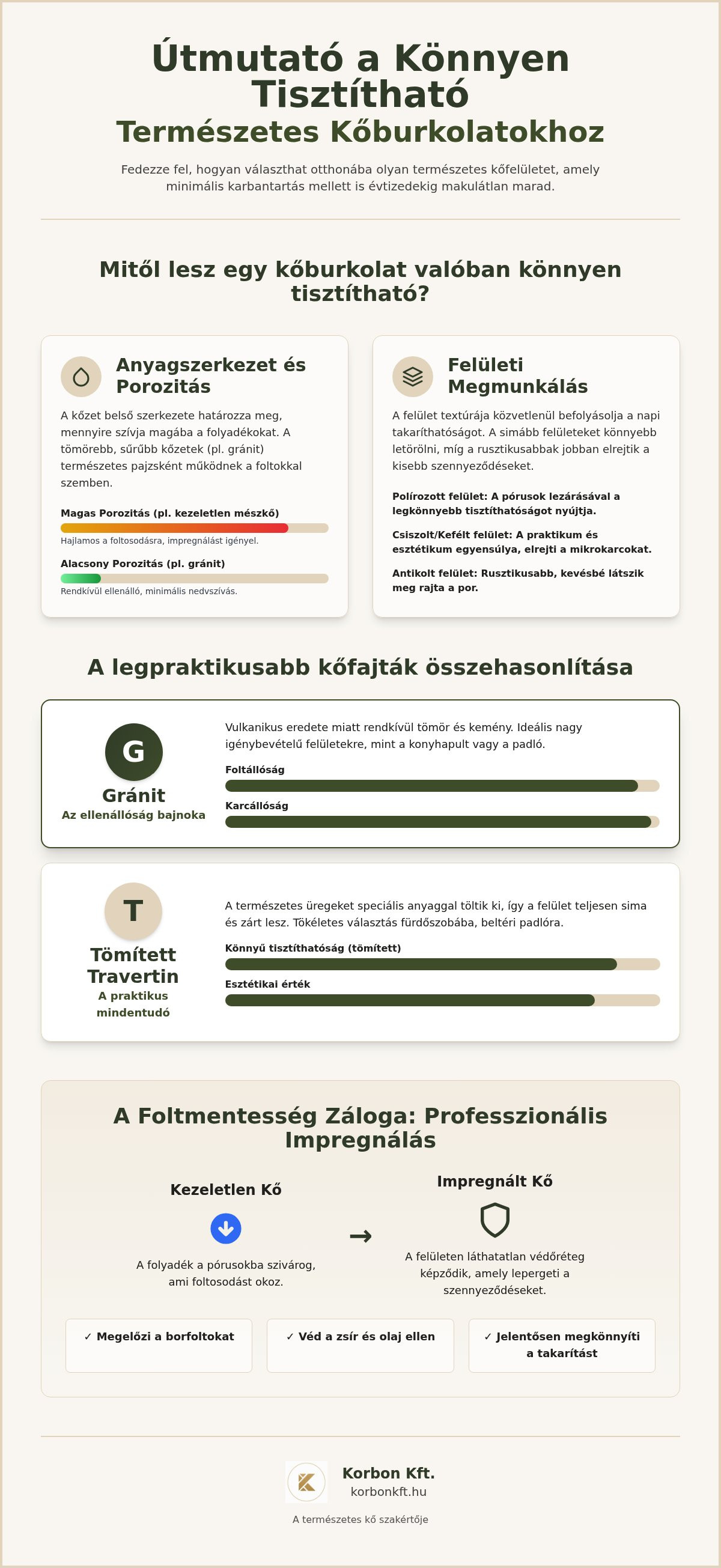 Könnyen tisztítható kőburkolat
