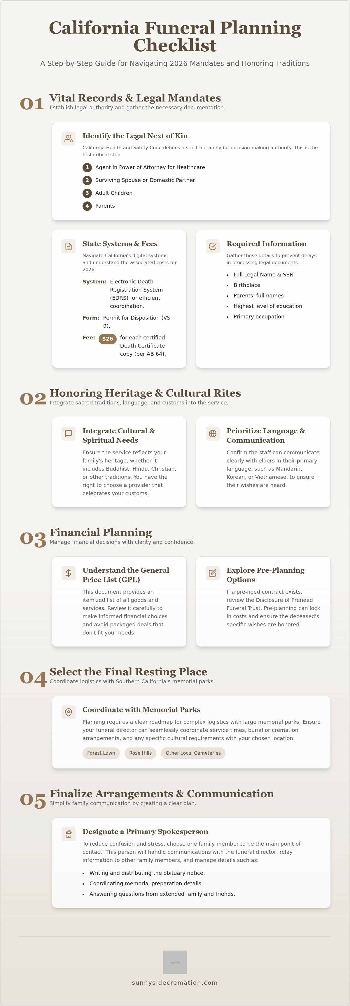 California funeral planning checklist