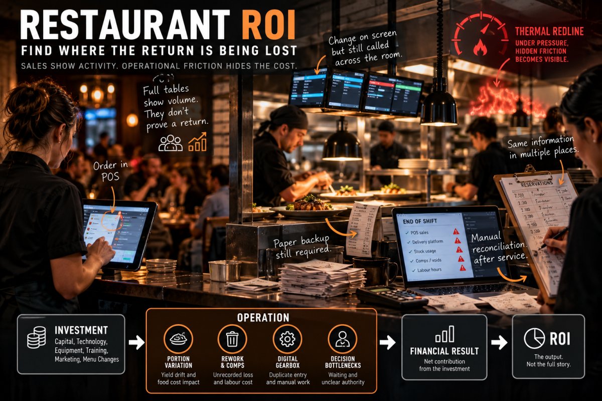 Restaurant ROI analysis showing operational friction between investment and financial return during busy restaurant service.