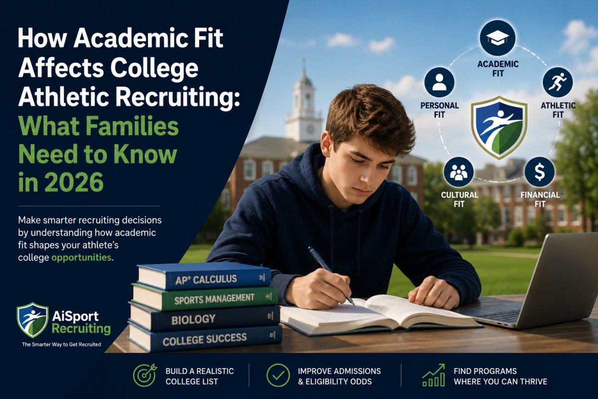 How Academic Fit Affects College Athletic Recruiting 2026 — AiSportRecruiting explains why coaches evaluate GPA before film, the difference between NCAA eligibility and university admission, and how academic profile determines which college programs are realistic recruiting targets.