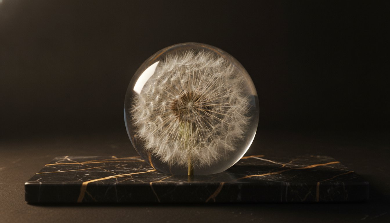 A Dandelion Preserved in Resin Gift: The Poetry of a Sacred Moment