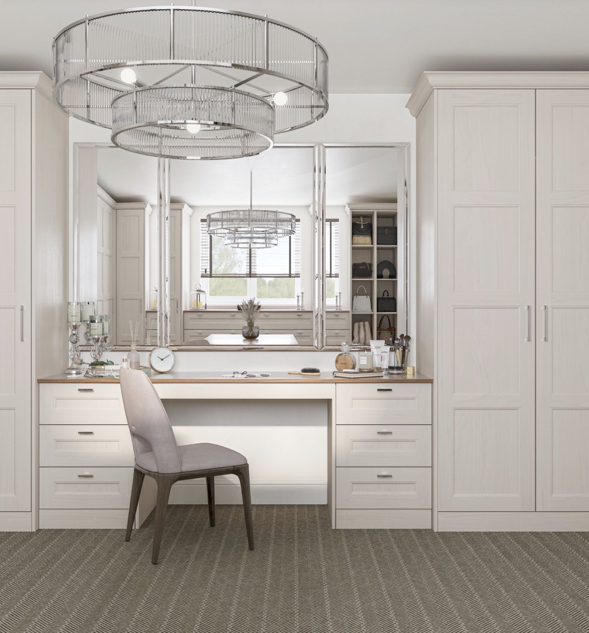 MORNINGTON BEADED ENCHANCED SHAKER RANGE WITH A DECORATIVE BEAD DETAIL A refined 5-piece real timber Shaker door with a narrow frame and timeless bead detailing, showcasing a distinctive ash grain texture beneath a premium matt overpainted finish. Stocked in 3 colours and our full Paint-to-Order palette. This highly versatile door suits both traditional and modern designs. Also part of the Outline family, featuring an optional Edge integrated handle for added style flexibility.