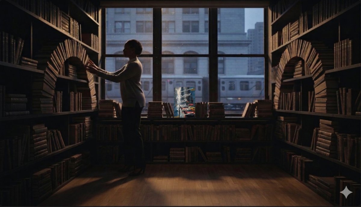 Contemplative dark silhouette of a person with their back to the camera, wearing a cap and jacket, standing by a large, gridded window. The window frames a detailed view of an old-style urban cityscape under warm, distant light, with the room's immediate interior in deep shadow.