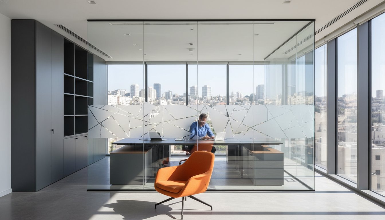 פתרונות פרטיות למשרד עם קירות זכוכית: המדריך המלא ל-2026
