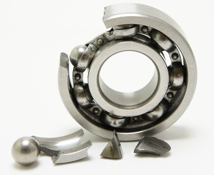 Failed Ball Bearing with broken outer race