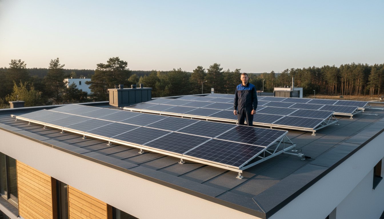 Saules paneļu uzstādīšana uz plakana jumta: Pilnīgs ceļvedis 2026. gadā