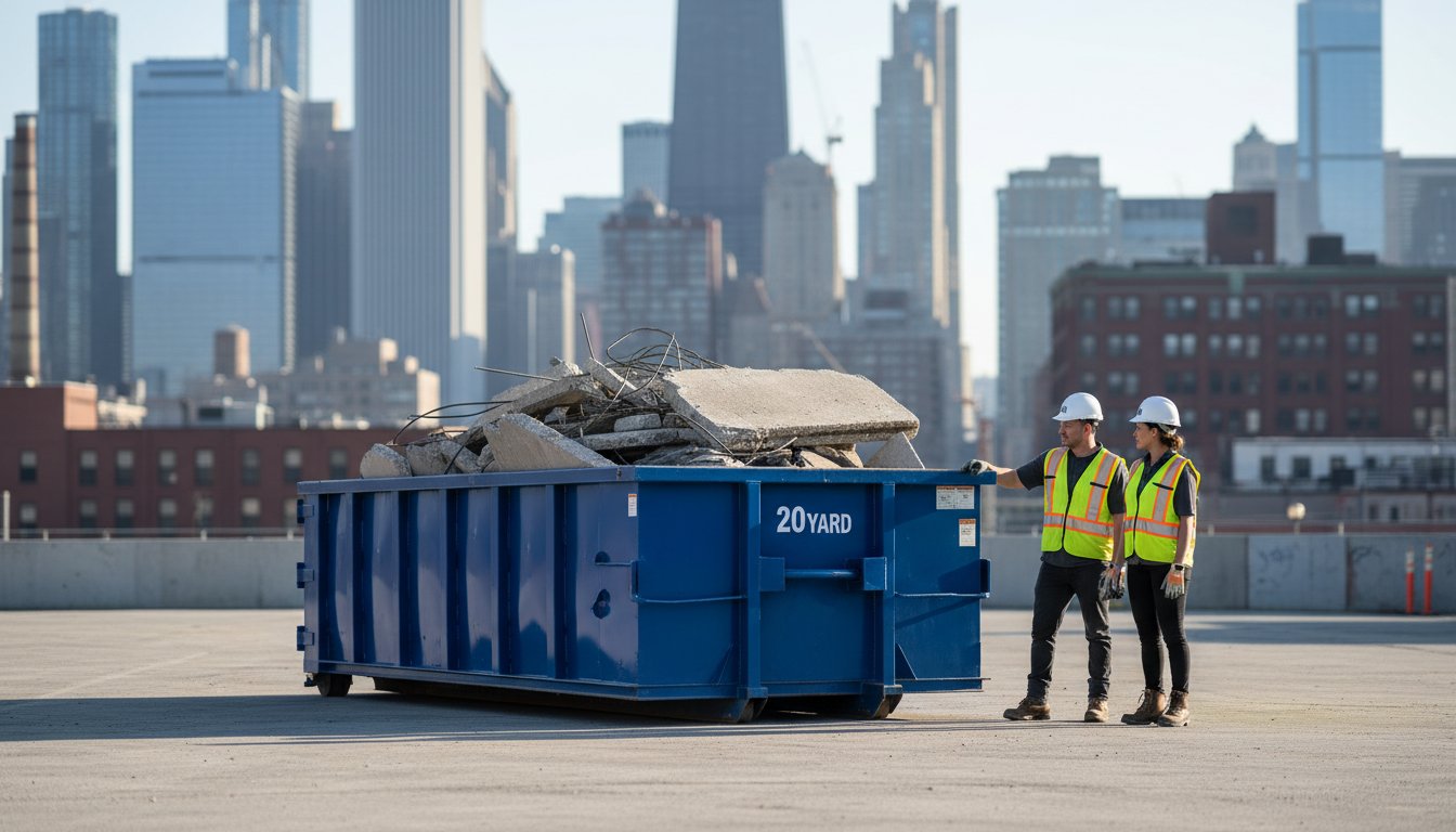 20 Yard Dumpster for Concrete Disposal in New York, Illinois, and Massachusetts