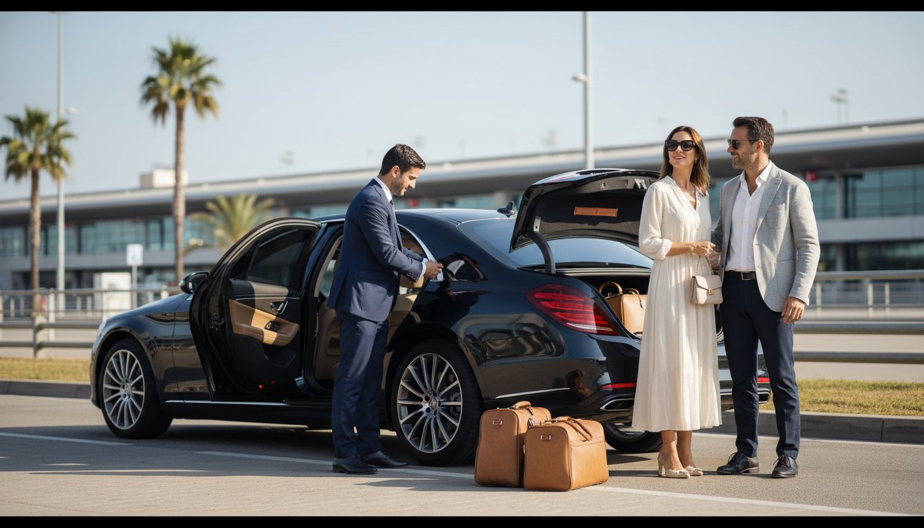 Family travelling from Barcelona Airport to Igualada by private taxi