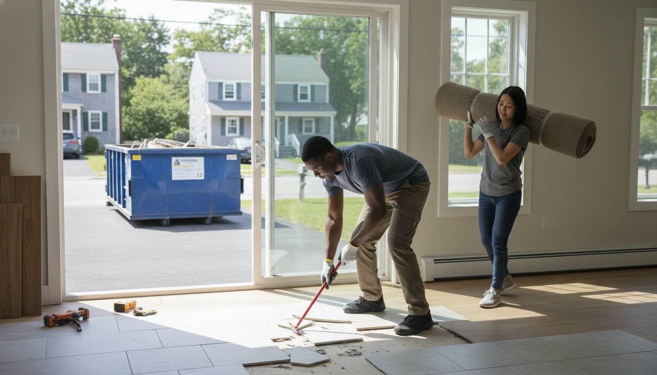 Dumpster Rental for Flooring Removal: A Complete Project Guide for 2026