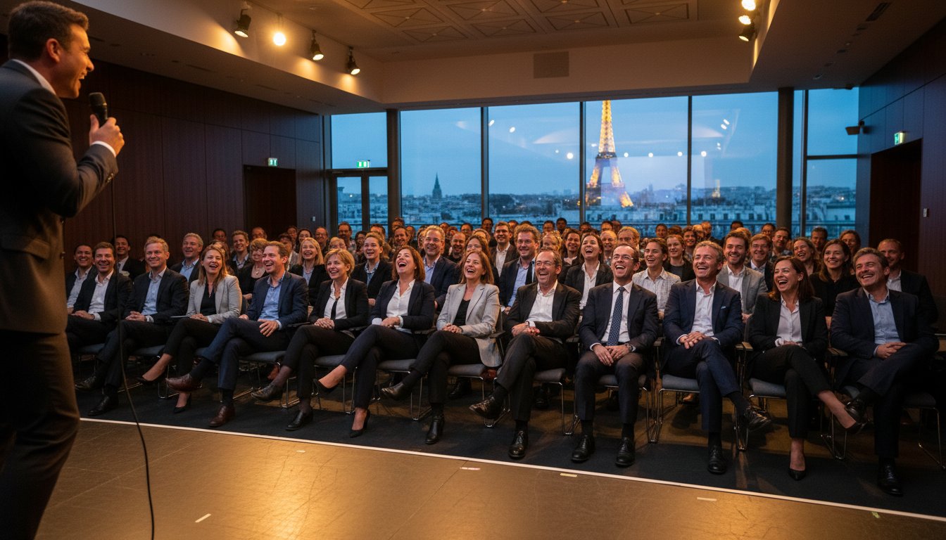 Spectacle privé pour entreprise : Le guide du stand-up sur mesure en 2026