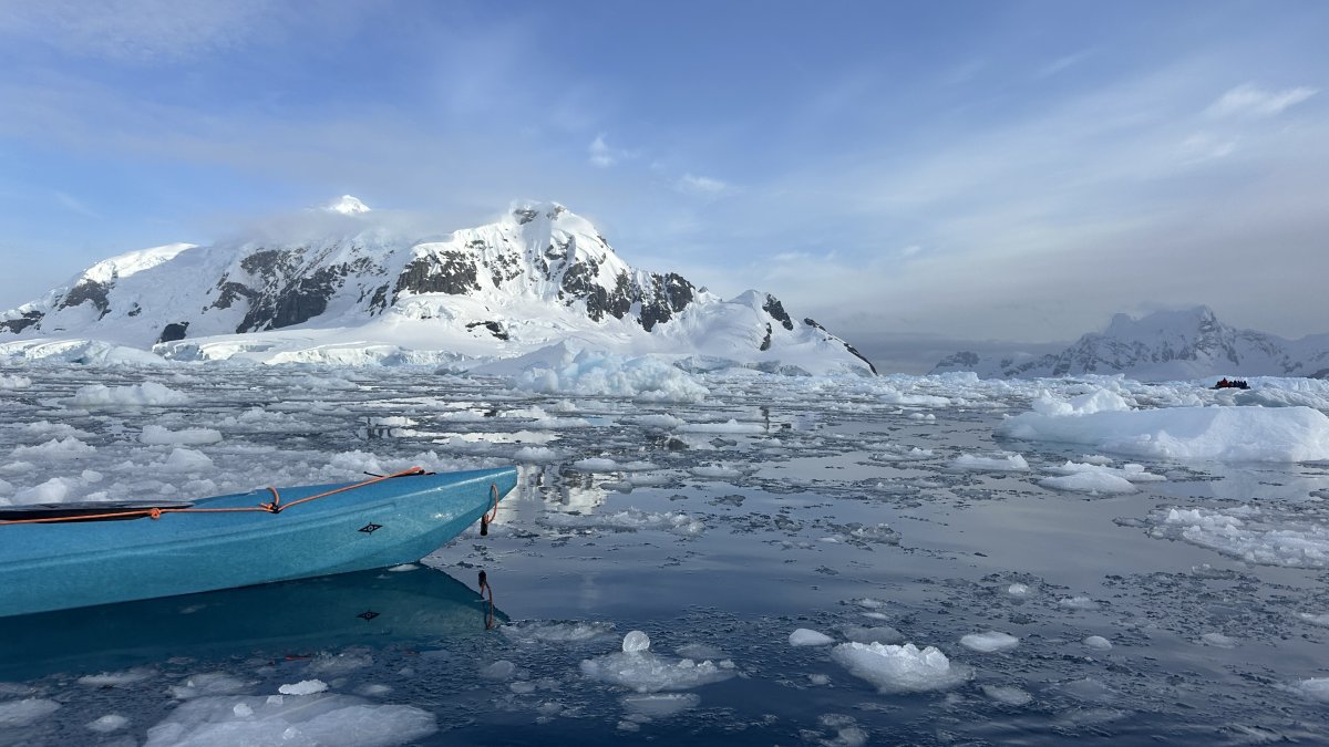 Kayaking through ice flows in Antarctica.  Credit: Rachel Cleary - luxeadventures.com.au