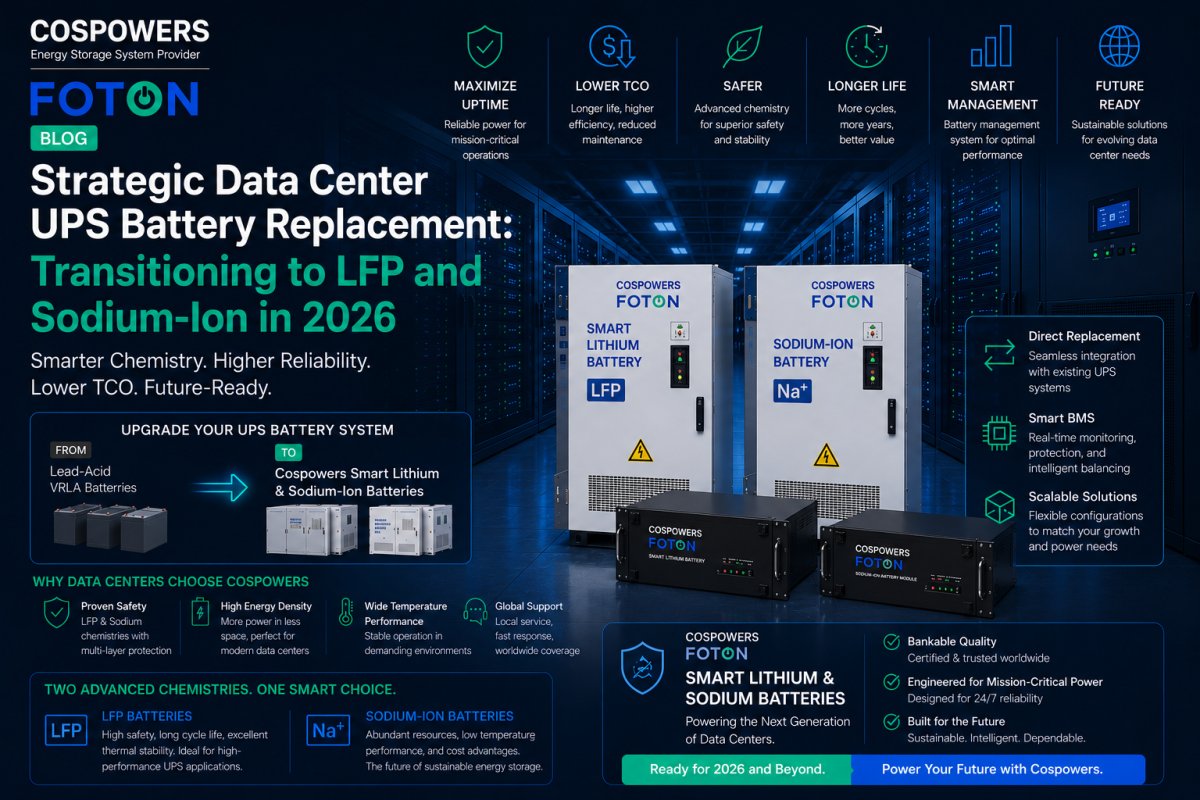 Strategic Data Center UPS Battery Replacement: Transitioning to LFP and Sodium-Ion in 2026