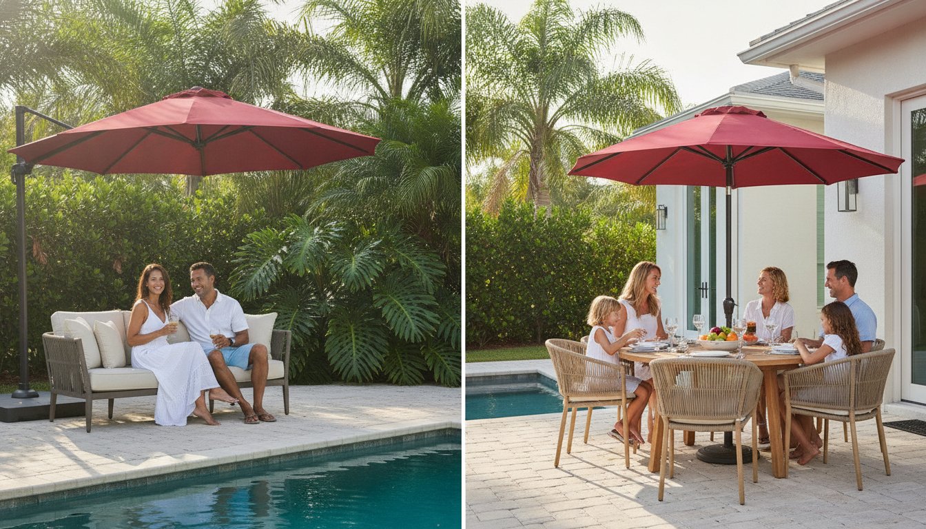 Cantilever vs Market Umbrella: Choosing the Right Shade for Your Florida Lanai