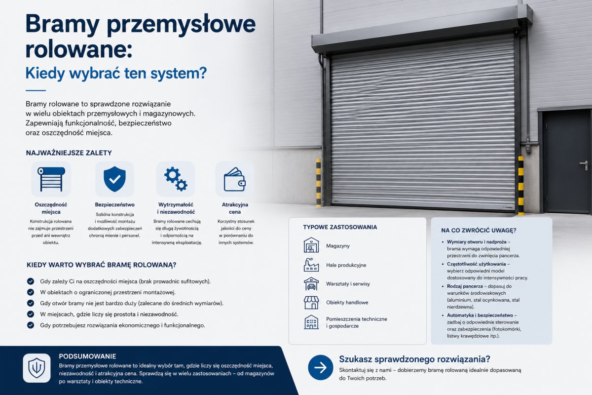 Bramy przemysłowe rolowane: Kiedy wybrać ten system?