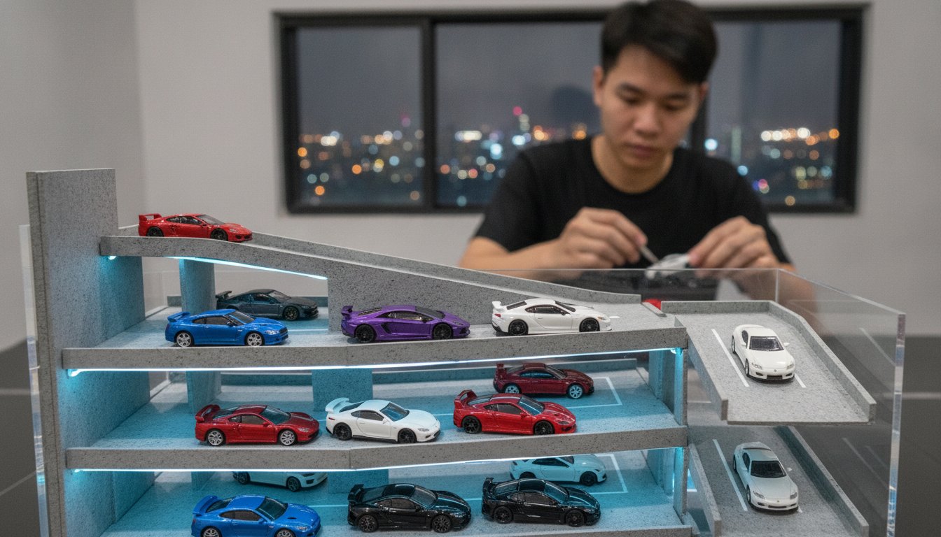 Mô hình bãi đỗ xe nhiều tầng: Giải pháp trưng bày đẳng cấp cho collector 2026