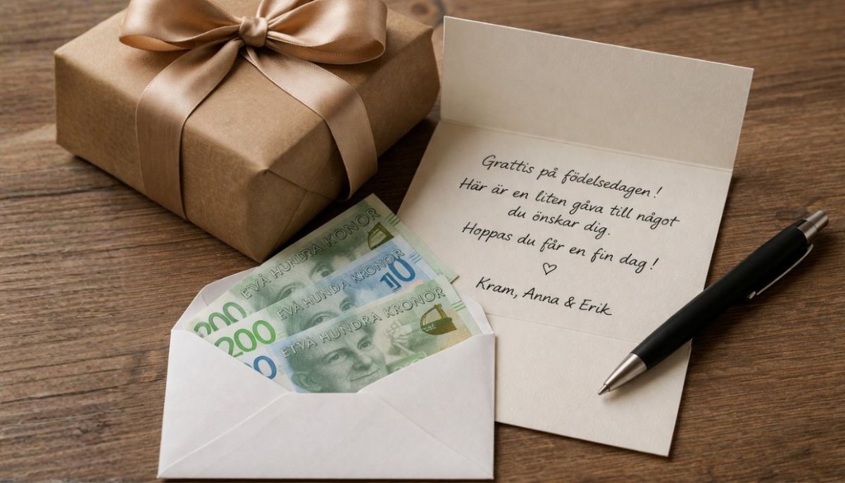 Vad skriver man när man ger pengar i present?