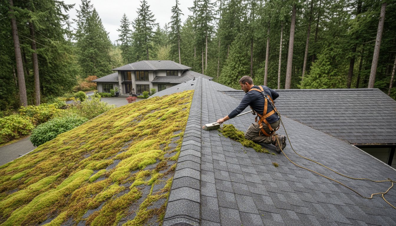 Removing Moss from Asphalt Shingles: A Safe Guide for Nanaimo & Duncan Homeowners