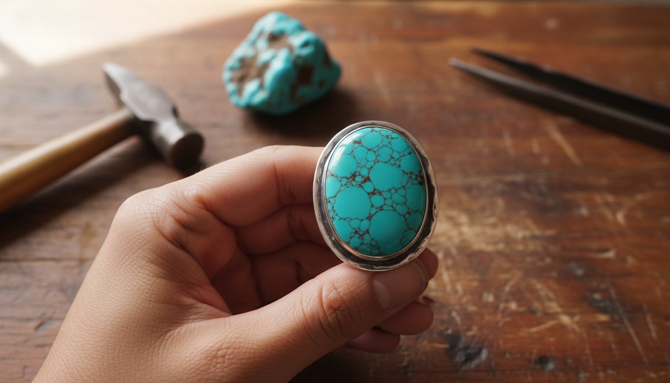 Turquoise rings for women crafted with intentionality and hand-cut stones