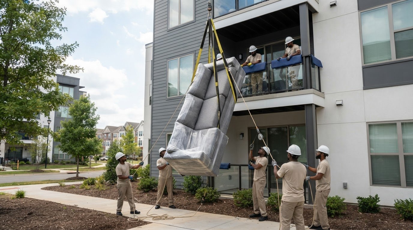 Ashburn Couch Hoisting Through a Balcony: Plan the Move Safely