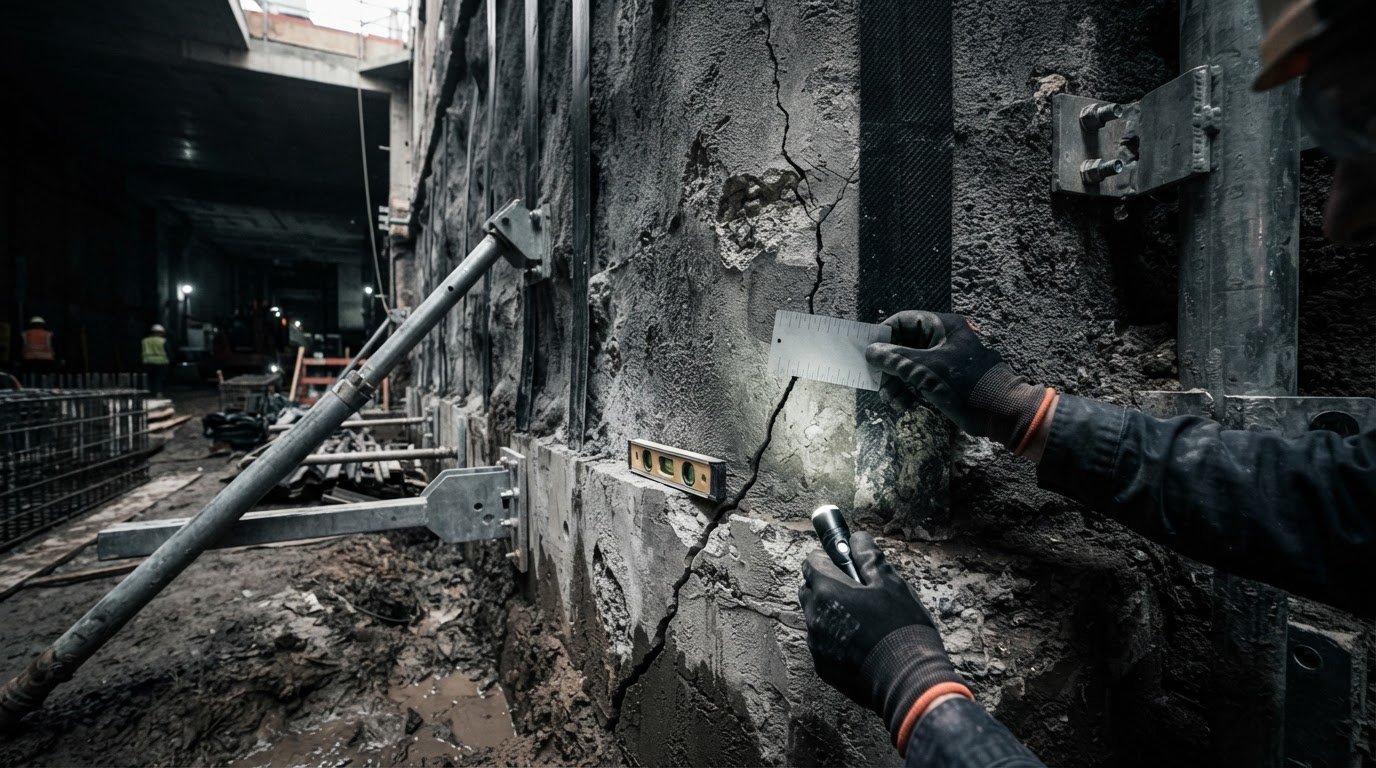 Basement Shoring Wall Crack Repair for Signs of Movement