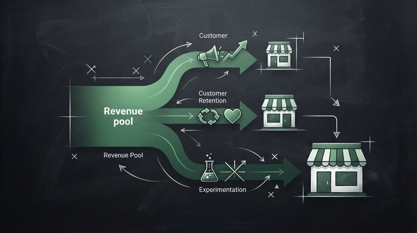 Budget allocation for eCommerce marketing across channels and revenue stages