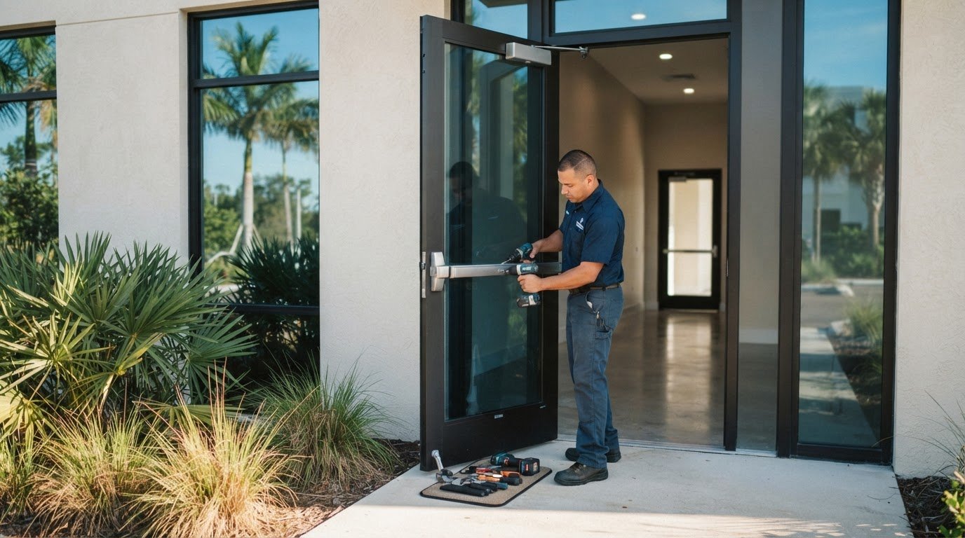 Commercial Exit Device Installation for Existing Naples Doors