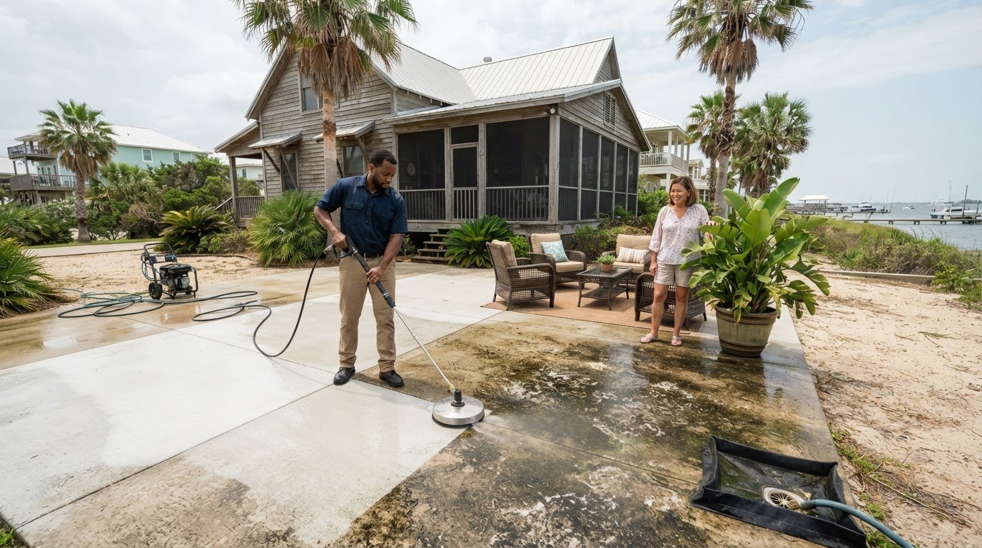 Concrete Patio Cleaning in Galveston: A Homeowner’s Guide