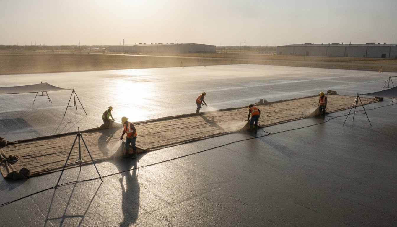 Concrete Slab Curing Time in Texas Heat: A Commercial Guide