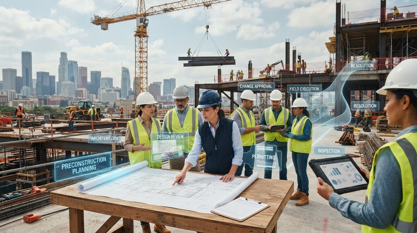 Construction workflows, from planning to site safety