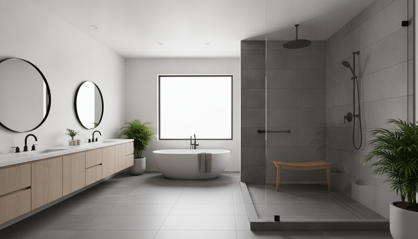 Curbless Shower with Bench Ideas: Combining Luxury and Accessibility
