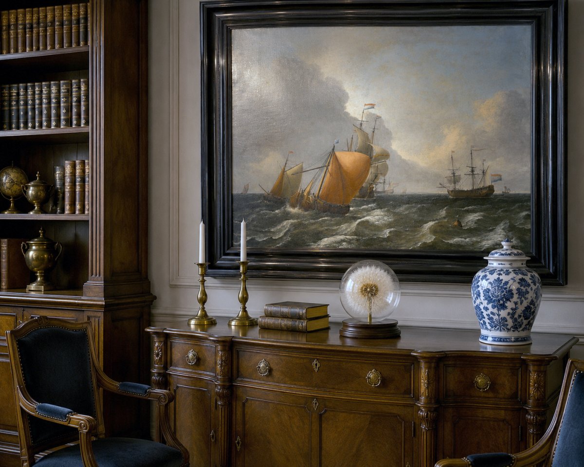 Dandelion Sphere with Aernout Smit painting in background