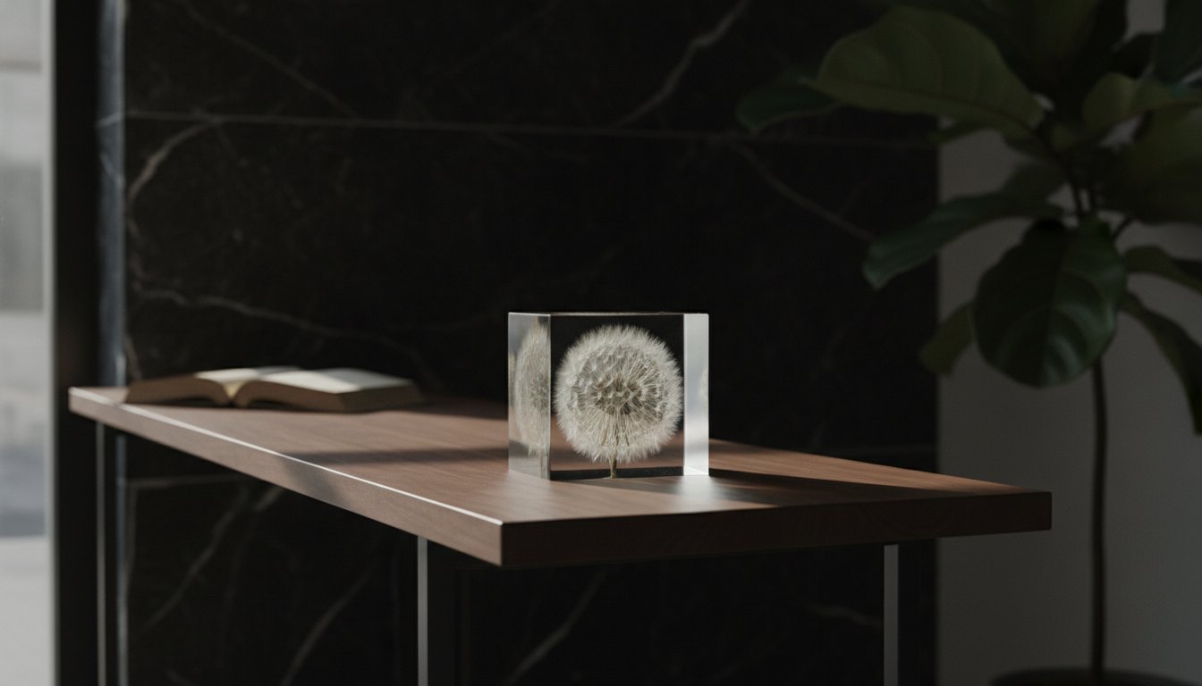 Dandelion Cube Art: A Fleeting Moment Suspended in Stillness