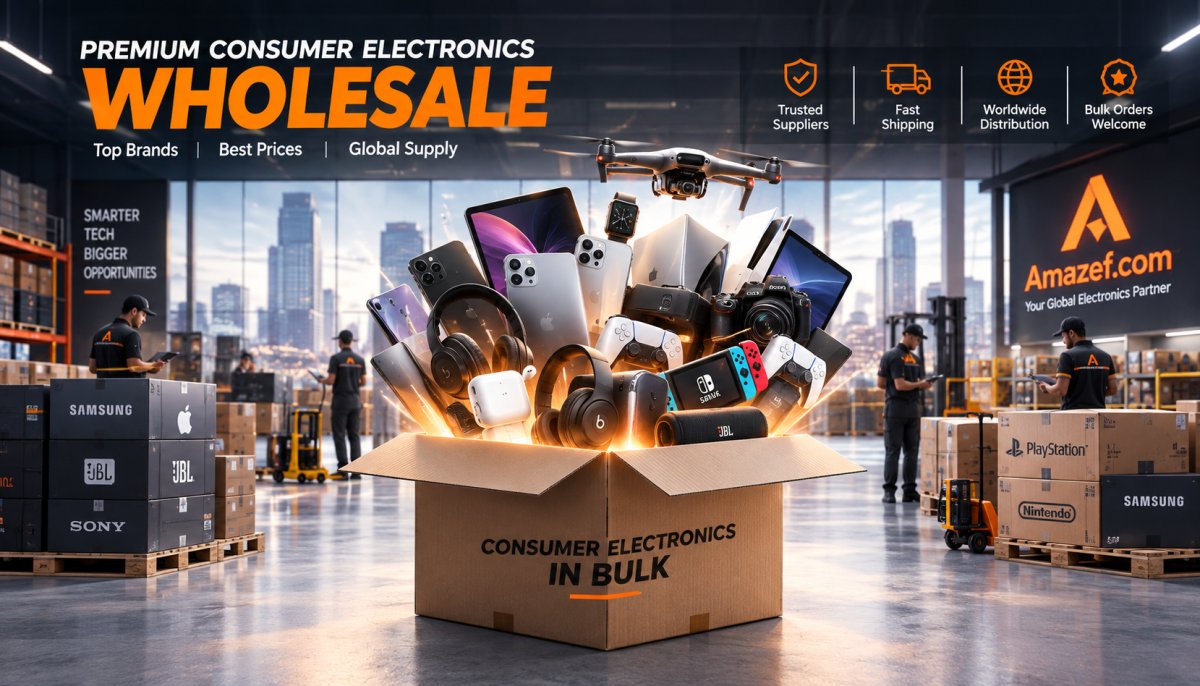 Consumer electronics wholesale products including smartphones, laptops, headphones and smart devices